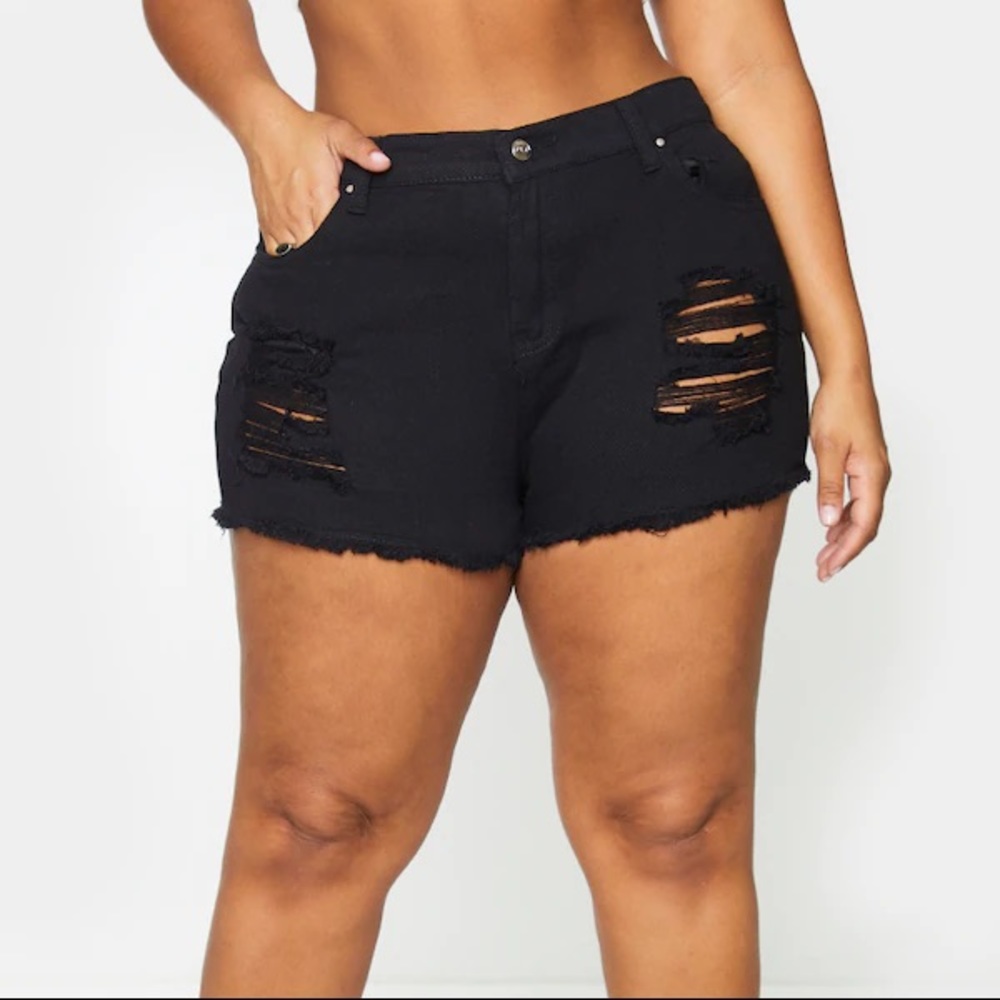 Black distressed PLT shorts!